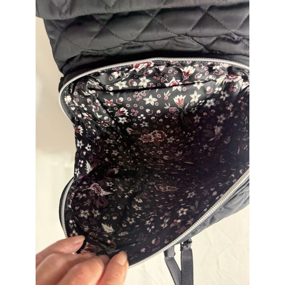Vera Bradley Large Quilted Backpack Black Unisex  Fabric  NWT